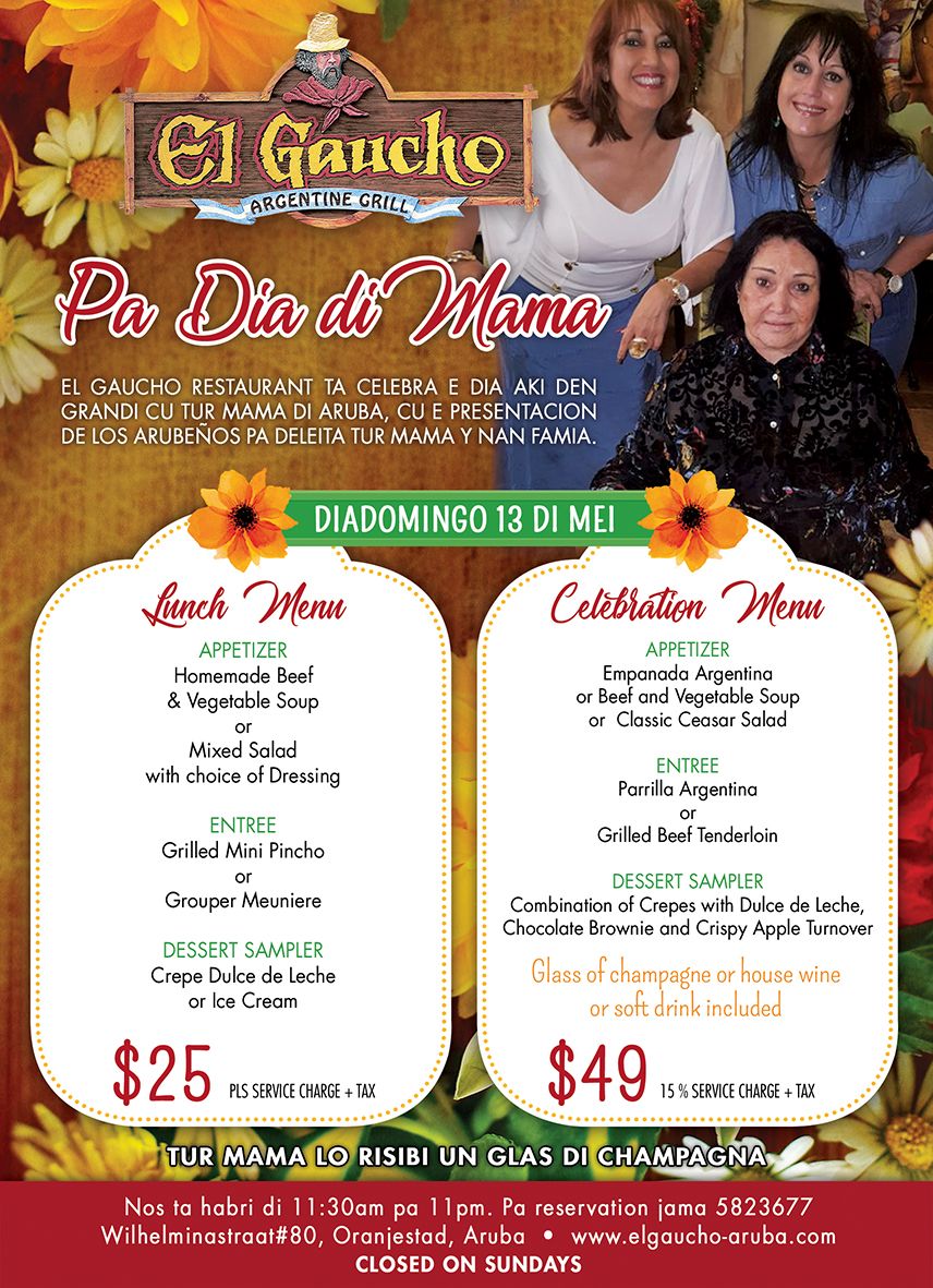 FB EL GAUCHO MOTHERS DAY MAR’18 El Gaucho Aruba