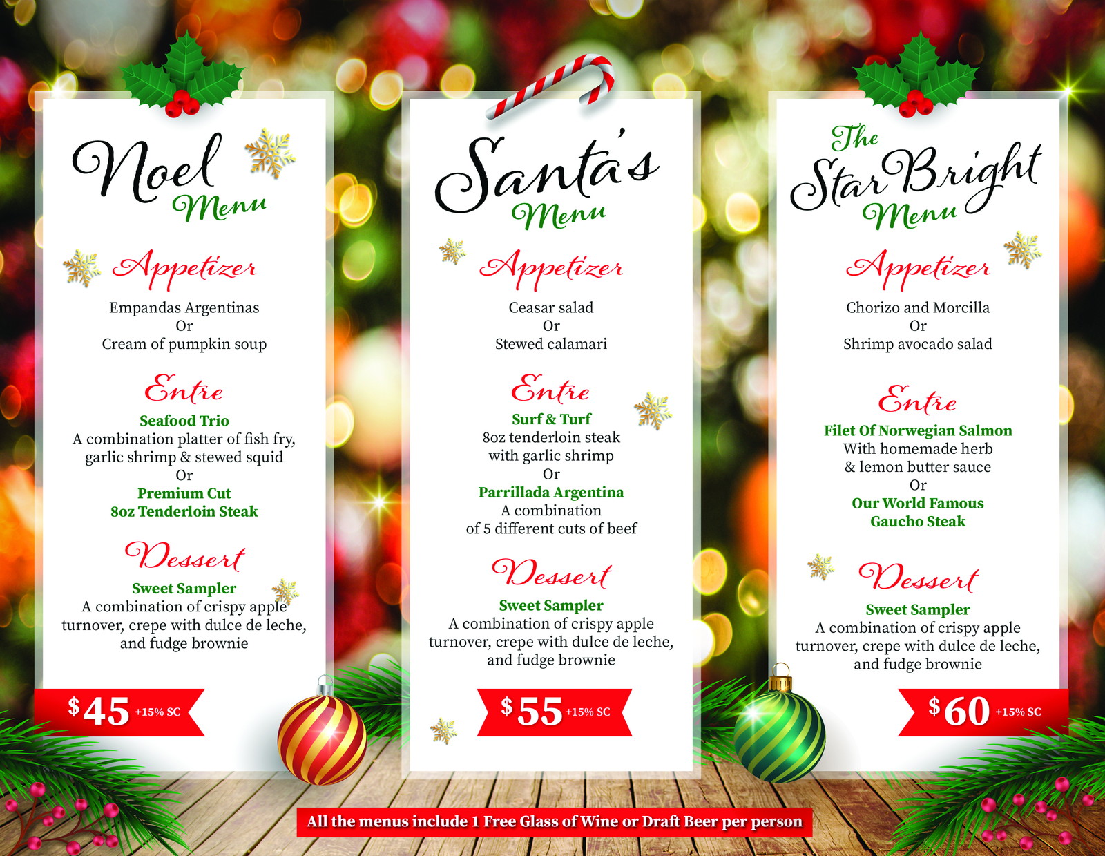 XMAS MENU 2022 El Gaucho Aruba