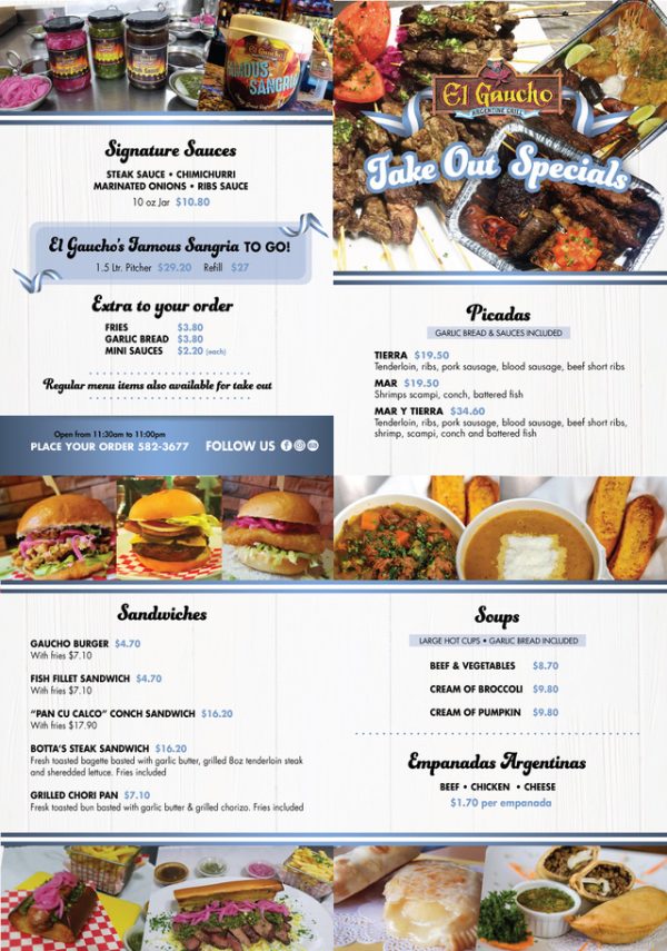 Take Out Specials El Gaucho Aruba