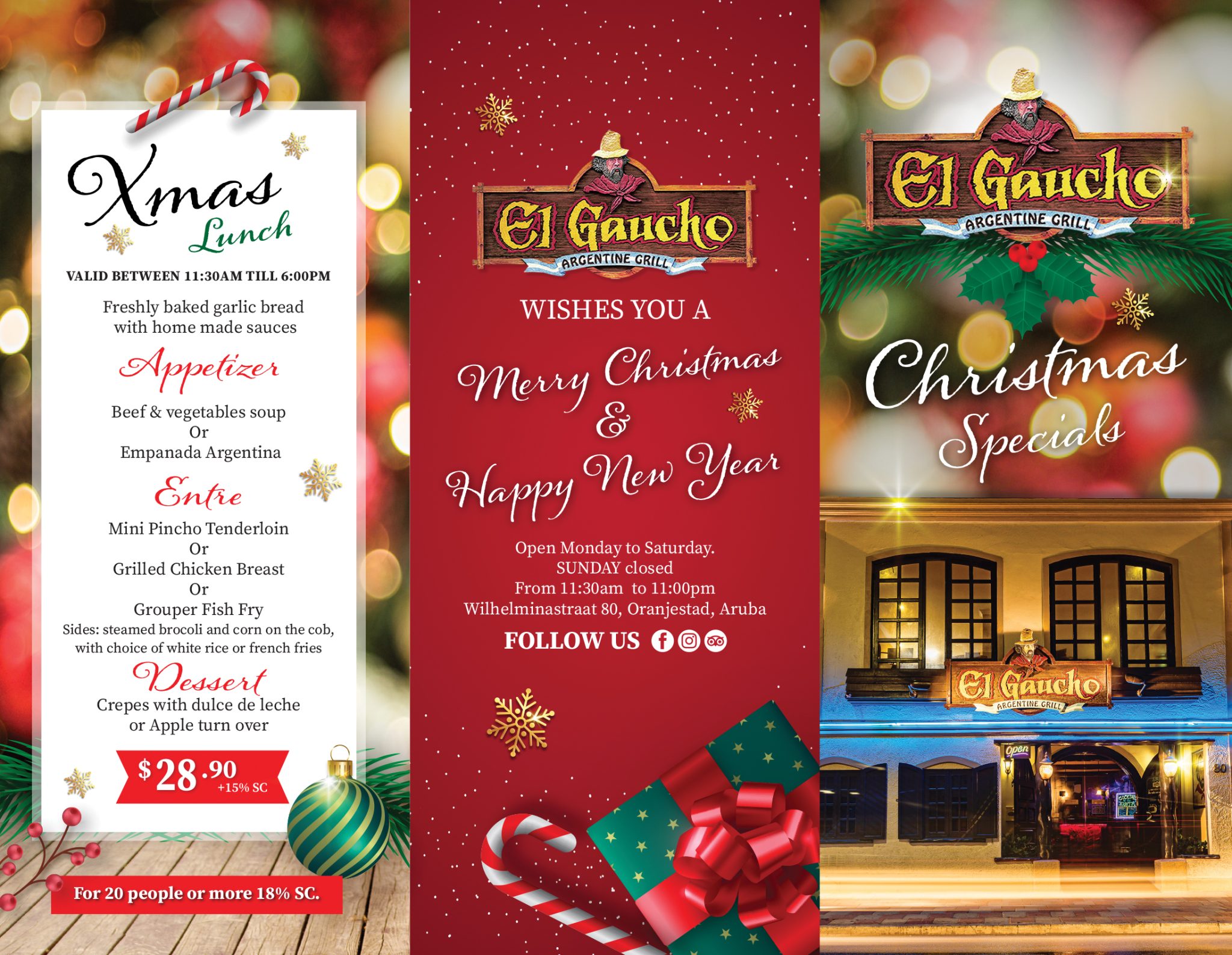 EL GAUCHO XMAS MENU OCT’23 El Gaucho Aruba